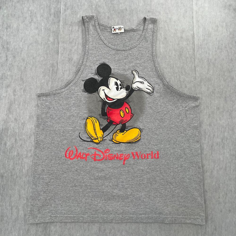 VINTAGE Mickey Mouse Shirt Mens Extra Large Gray Tank Top Walt Disney World XL